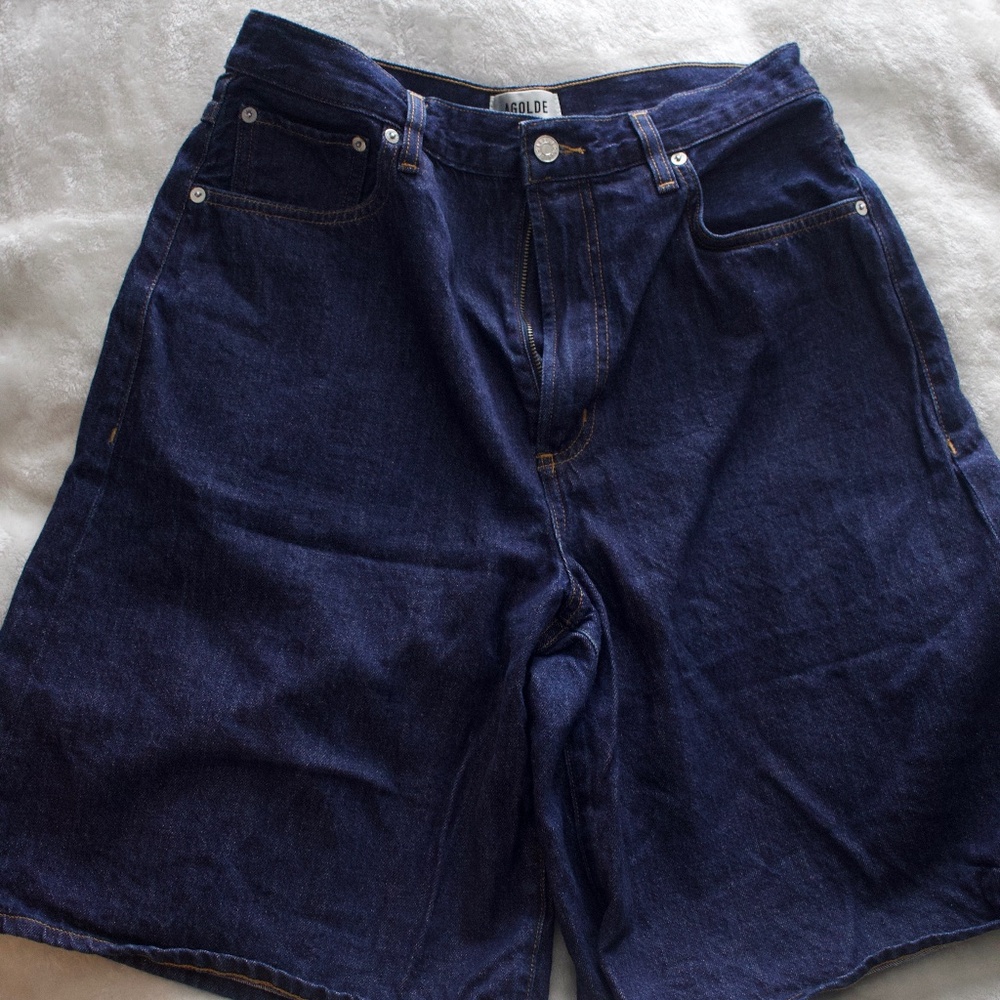 AGOLDE Casual Dark Blue Denim Shorts